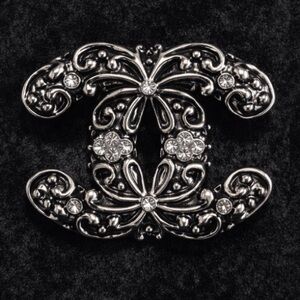Designer Inspired beautiful silver brooch stamped metal base